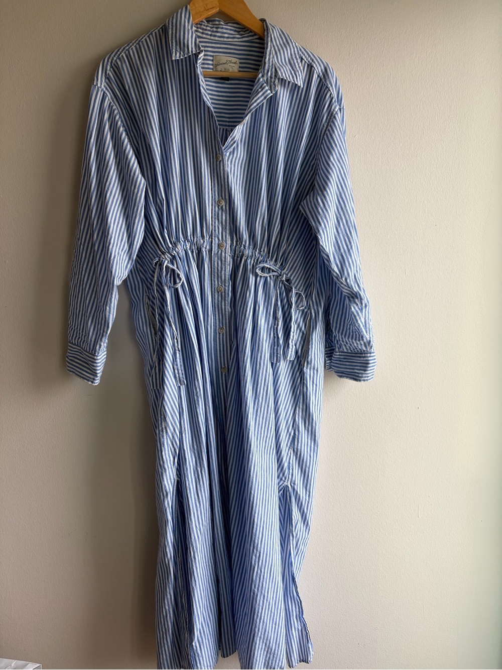 Universal Thread Blue and White Striped Maxi Shirt Dress